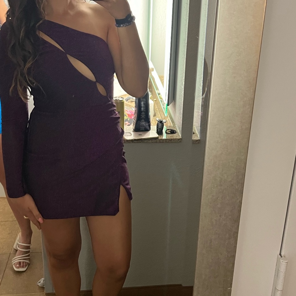 Dark purple sparkly semi formal dress